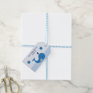 Brody Whale Nautical Baby Shower Tags Geschenkanhänger