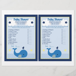 Brody Whale Nautical Price Game Baby Dusche