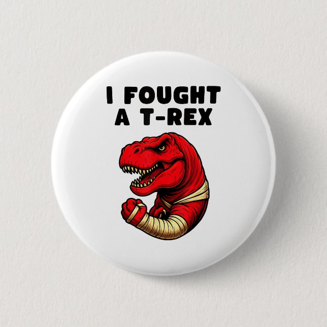 Broken Arm Recovery T-rex Kids Boys Dinosaur  Button (Vorderseite)
