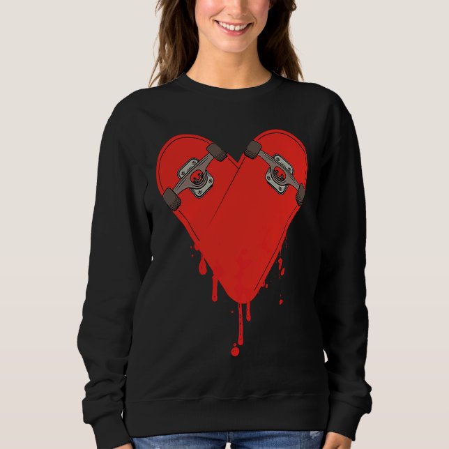 Broken Bleeding Skateboard Heart Sweatshirt (Vorderseite)