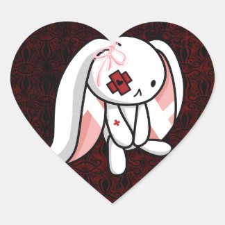 Broken Bunny Herz-Aufkleber