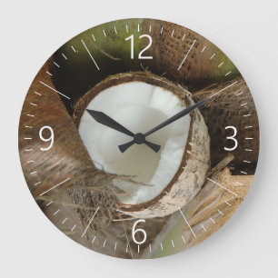 Broken coconut große wanduhr