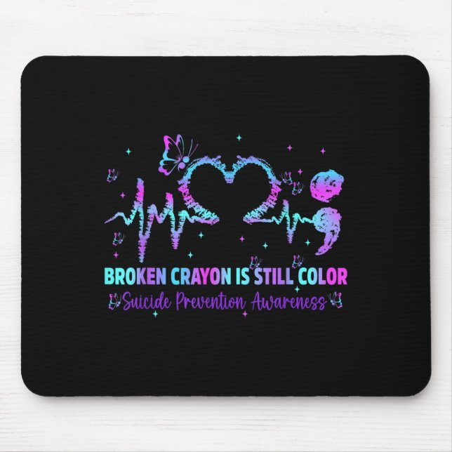 Broken Crayon Color Suizidpräventionsbewusstsein Mousepad (Vorne)