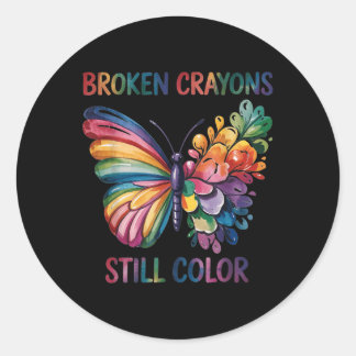 Broken Crayon Still Color Butterfly Psychische Ges Runder Aufkleber