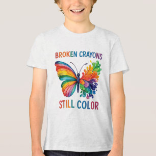 Broken Crayons noch Farbe psychische Gesundheit S Tri-Blend Shirt
