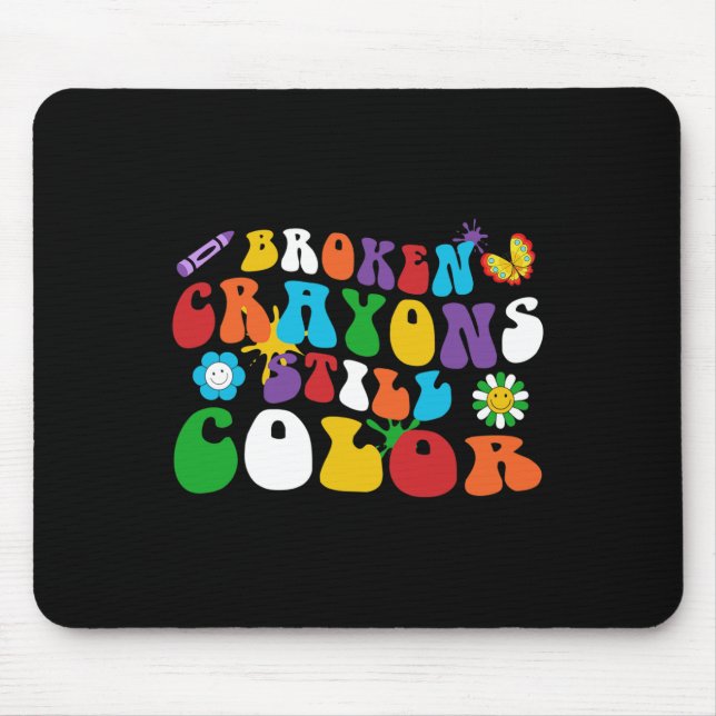 Broken Crayons Still Color Retro Groovy Hippie Dai Mousepad (Vorne)