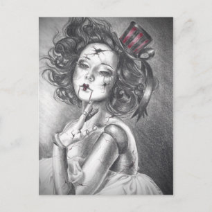 Broken Doll Postcard Creepy Doll Carnival Doll Postkarte