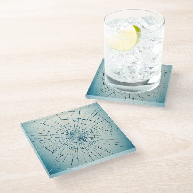 broken glass, cracked glasuntersetzer (Schrägansicht)