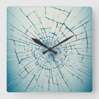 broken glass, cracked quadratische wanduhr