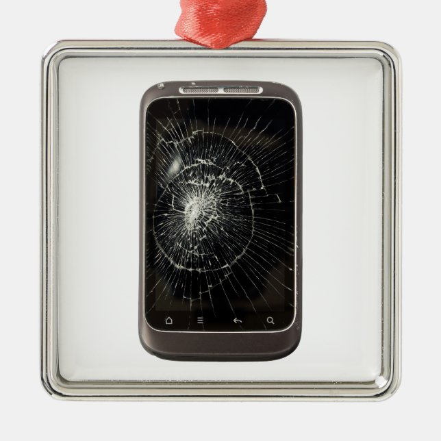 Broken Handy Silbernes Ornament (Vorne)