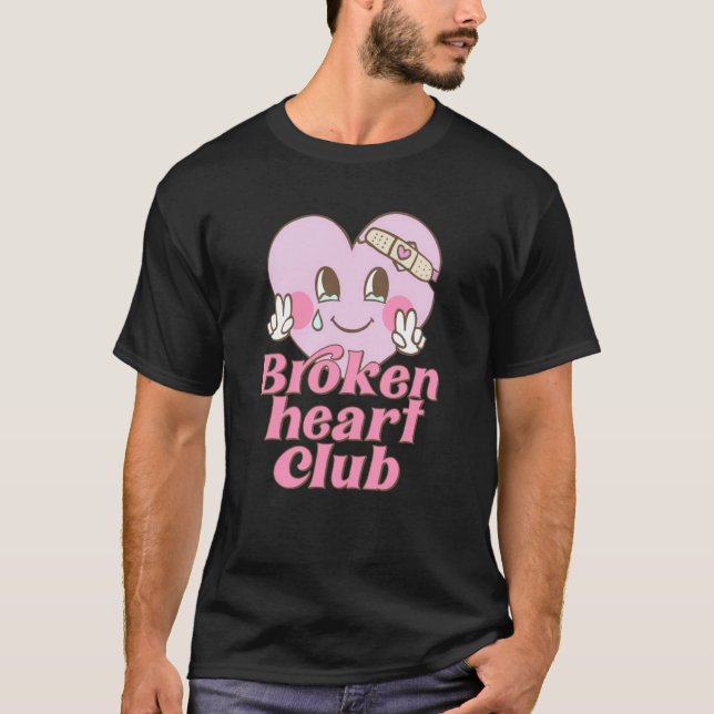Broken Heart Club Valentine Day Retro Groovy Men W T-Shirt (Vorderseite)