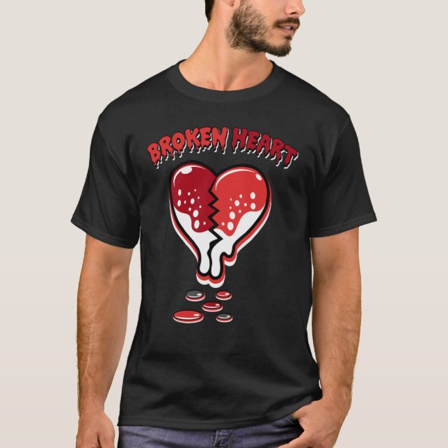 Broken Heart Dripping Chile Red 9s Matching T-Shirt (Vorderseite)