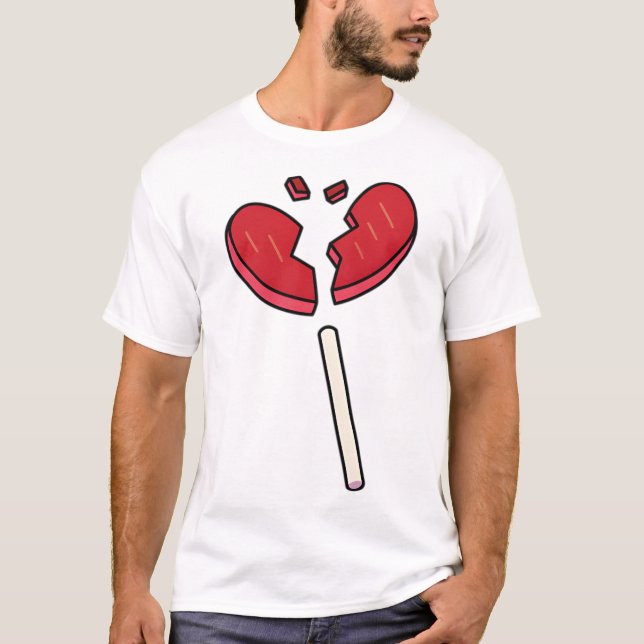 Broken Heart Lollipop Candy Red T-Shirt (Vorderseite)
