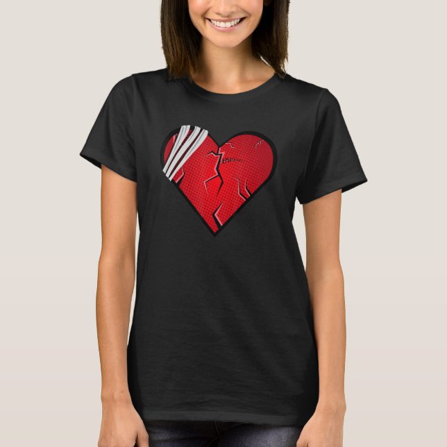 Broken Heart Love Sad Heartbroken Breakup Valentin T-Shirt (Vorderseite)