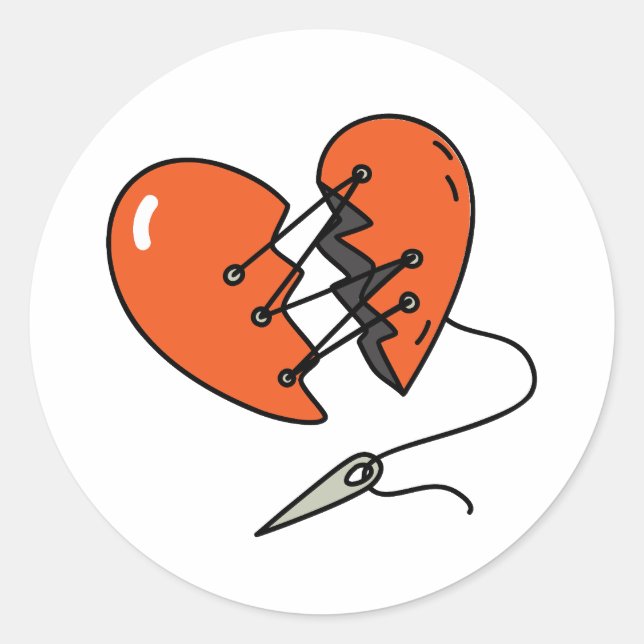 Broken Heart Red Runder Aufkleber (Vorderseite)