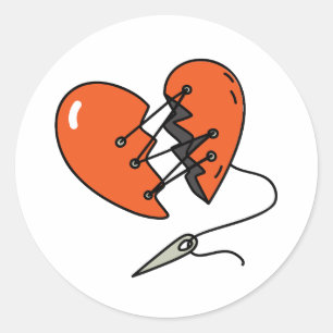 Broken Heart Red Runder Aufkleber