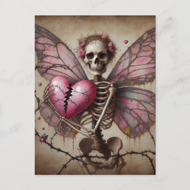 Broken Heart Skeleton Fairy Postkarte (Vorderseite)