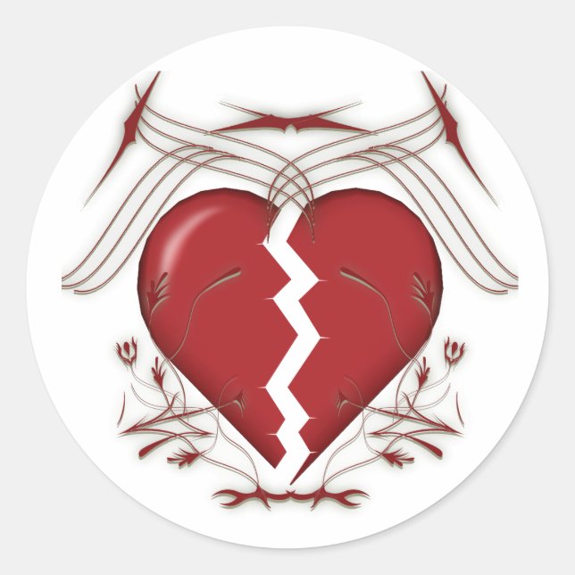 Broken Heart & Tribal Graphics: Runder Aufkleber (Vorderseite)