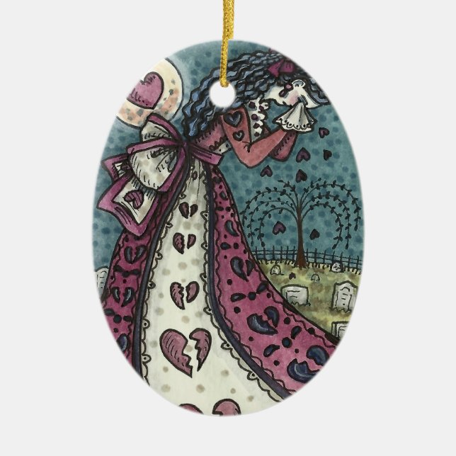 BROKEN HEARTED WOPING VALENTINE, FRIEDHOF GOTH KERAMIK ORNAMENT (Vorne)