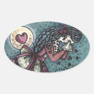 BROKEN HEARTED WOPING VALENTINE, FRIEDHOF GOTH OVALER AUFKLEBER