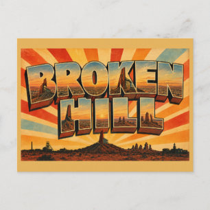 Broken Hill NSW Outback-Bergbaustadt Vintage Art Postkarte