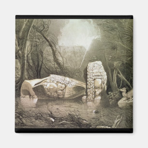 Broken Mayan idol in Copan, Guatemala Magnet