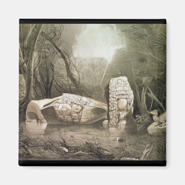 Broken Mayan idol in Copan, Guatemala Magnet (Vorne)