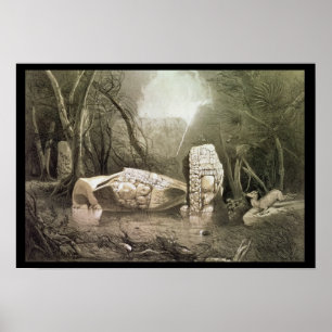 Broken Mayan idol in Copan, Guatemala Poster