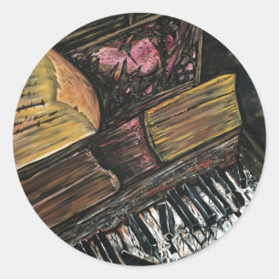 Broken Piano Runder Aufkleber