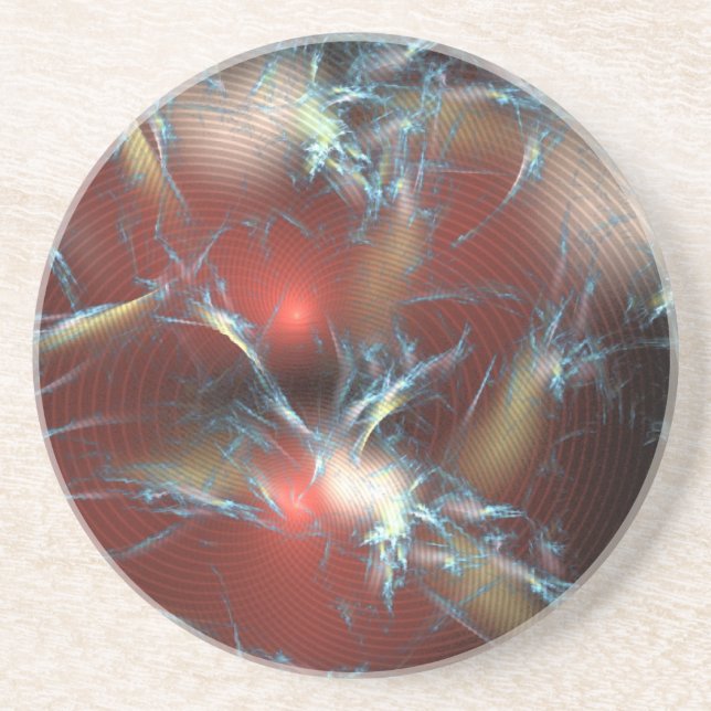 Broken Red Stoplight Abstrakt Sandstein Untersetzer (Vorne)