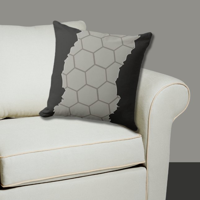 Broken Stylited Gray Honeycomb Muster Kissen (Broken Stylized Gray Honeycomb Pattern Throw Pillow)