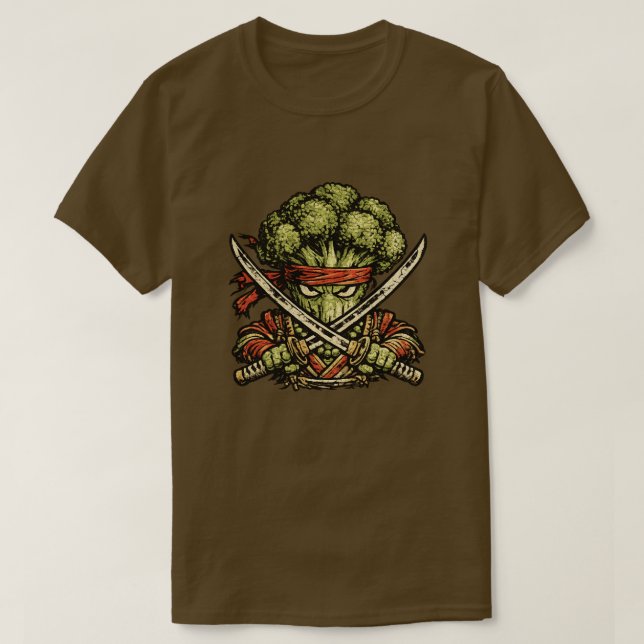 Brokkoli Bushido — Lustiger Gemüse-Samurai-Krieger T-Shirt (Design vorne)