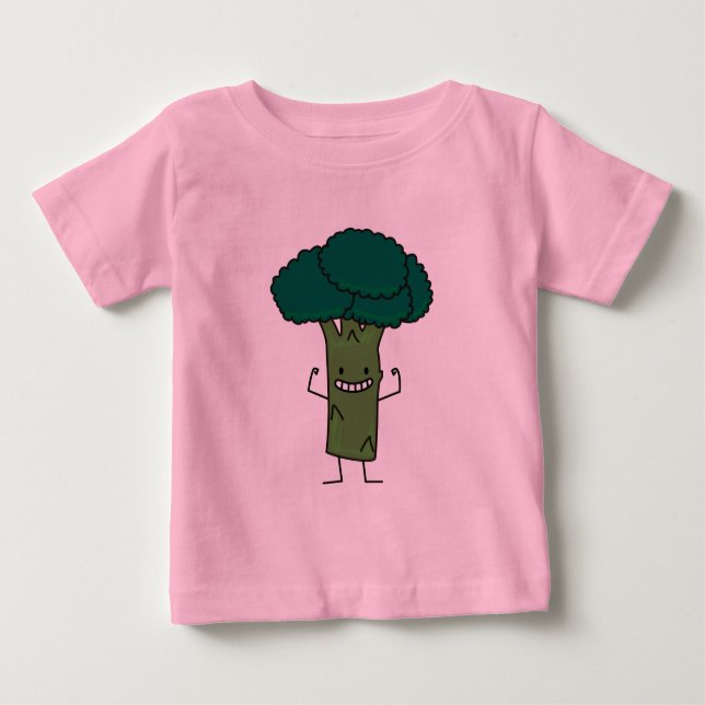 Brokkoli, der glückliches Baumkopf-Grüngemüse Baby T-shirt (Vorderseite)
