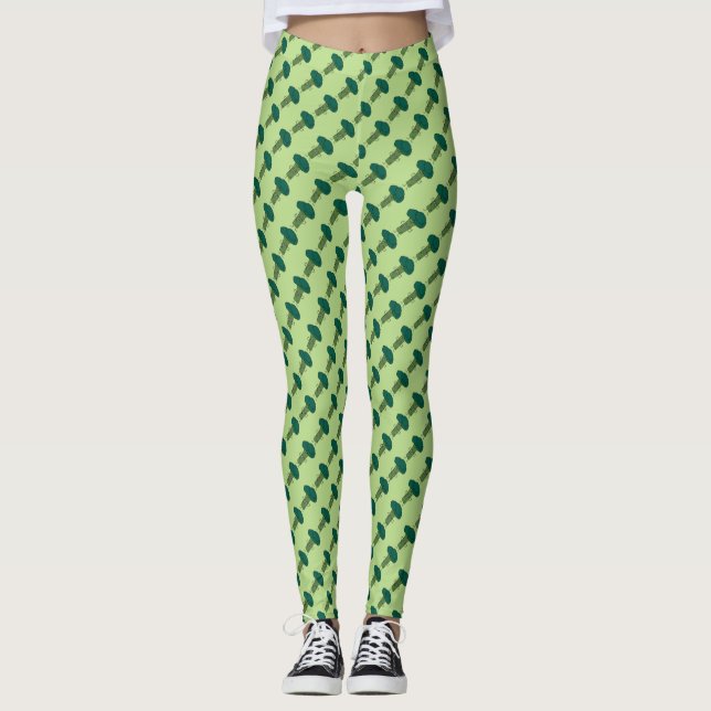 Brokkoli, der glückliches Baumkopf-Grüngemüse Leggings (Vorderseite)