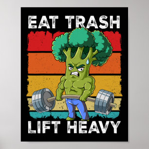 Brokkoli Fitnessstudio Krafttraining Iss Müll Schw Poster