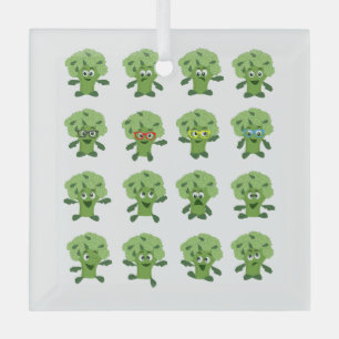 Brokkoli mit verschiedenen Emotionen Ornament Aus Glas