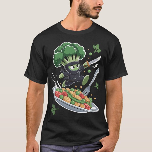 Brokkoli Ninja im Einsatz T-Shirt (Vorderseite)
