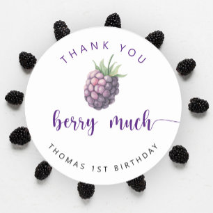 Brombeer-Geburtstagsfeier danke sehr viele Brombee Runder Aufkleber