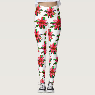 Bromeliad-Leggings in Rot und Weiß Leggings