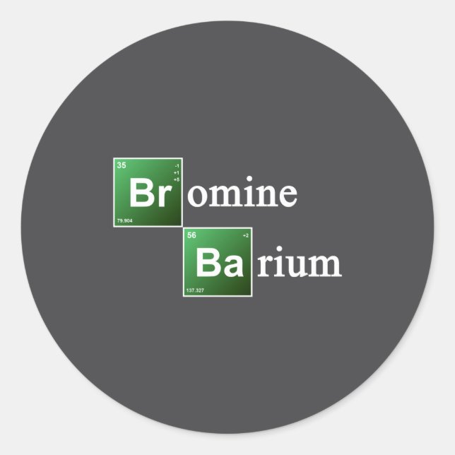 Bromine And Barium Periodic Table Chemistry Elemen Runder Aufkleber (Vorderseite)