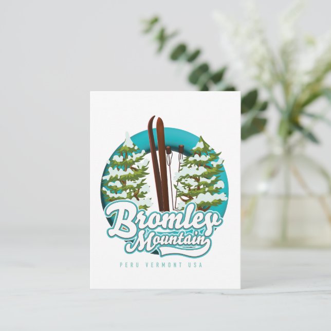 Bromley Mountain Peru Vermont US Ski Logo Postkarte (Stehend Vorderseite)