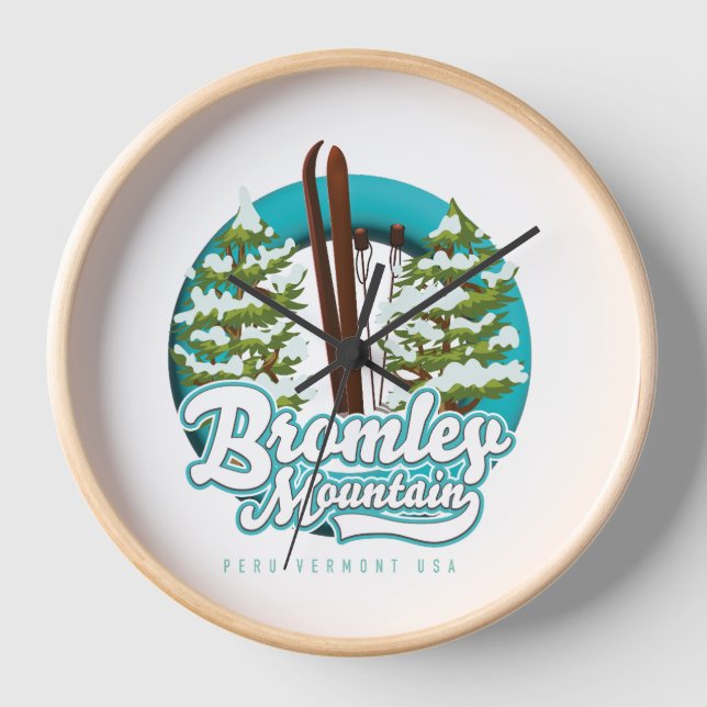 Bromley Mountain Peru Vermont US Ski Logo Uhr (Vorderseite)