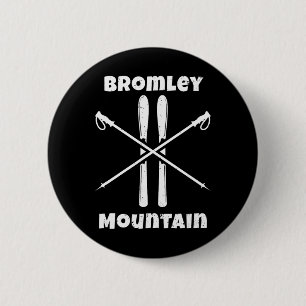 Bromley Mountain Vermont Skifahrer Skifahren Skier Button