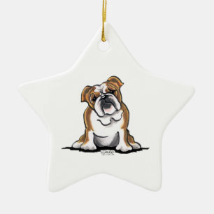 Bron in White English Bulldog Sit Hübsch Keramikornament