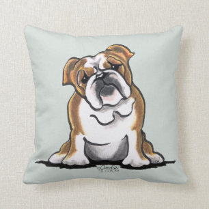 Bron in White English Bulldog Sit Hübsch Kissen