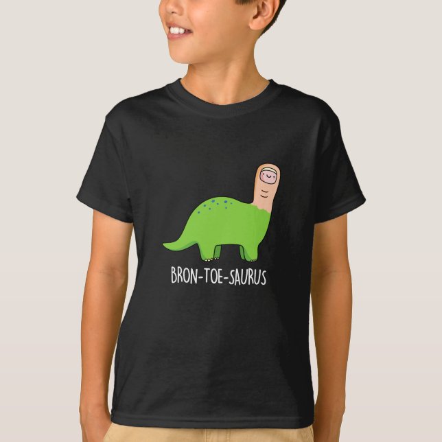 Bron-toe-saurus Funny Dinosaur Pun Dark BG T-Shirt (Vorderseite)