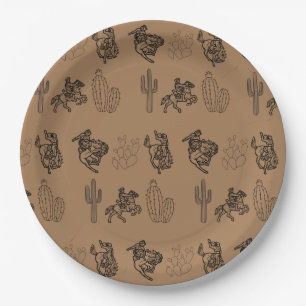 Bronc Cowboys und Cactus Paper Party Plate Pappteller