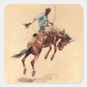 Bronc Rider 2 von Edward Borein Quadratischer Aufkleber