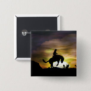 Bronc Rider and Bucking Horse Country Western Button