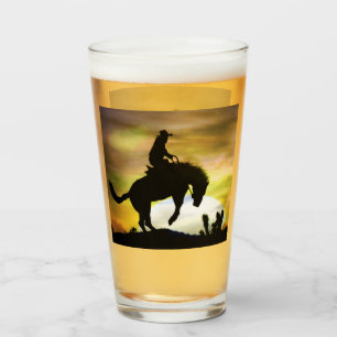 Bronc Rider Cowboy Beer Glass Drink Glass Glas